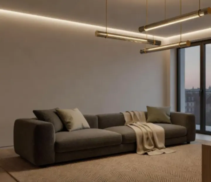 Nowoczesne aranżacje z minimalistycznymi lampami i profilami LED we wnętrzu premium