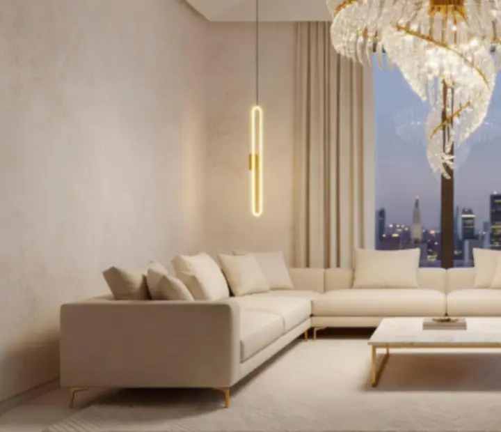 Nowoczesne luksusowe lampy ambient w eleganckim salonie