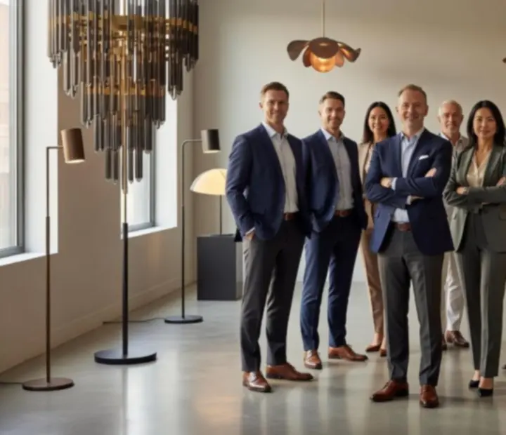 Portret zespołu projektantów i techników oświetlenia Lamp Corner